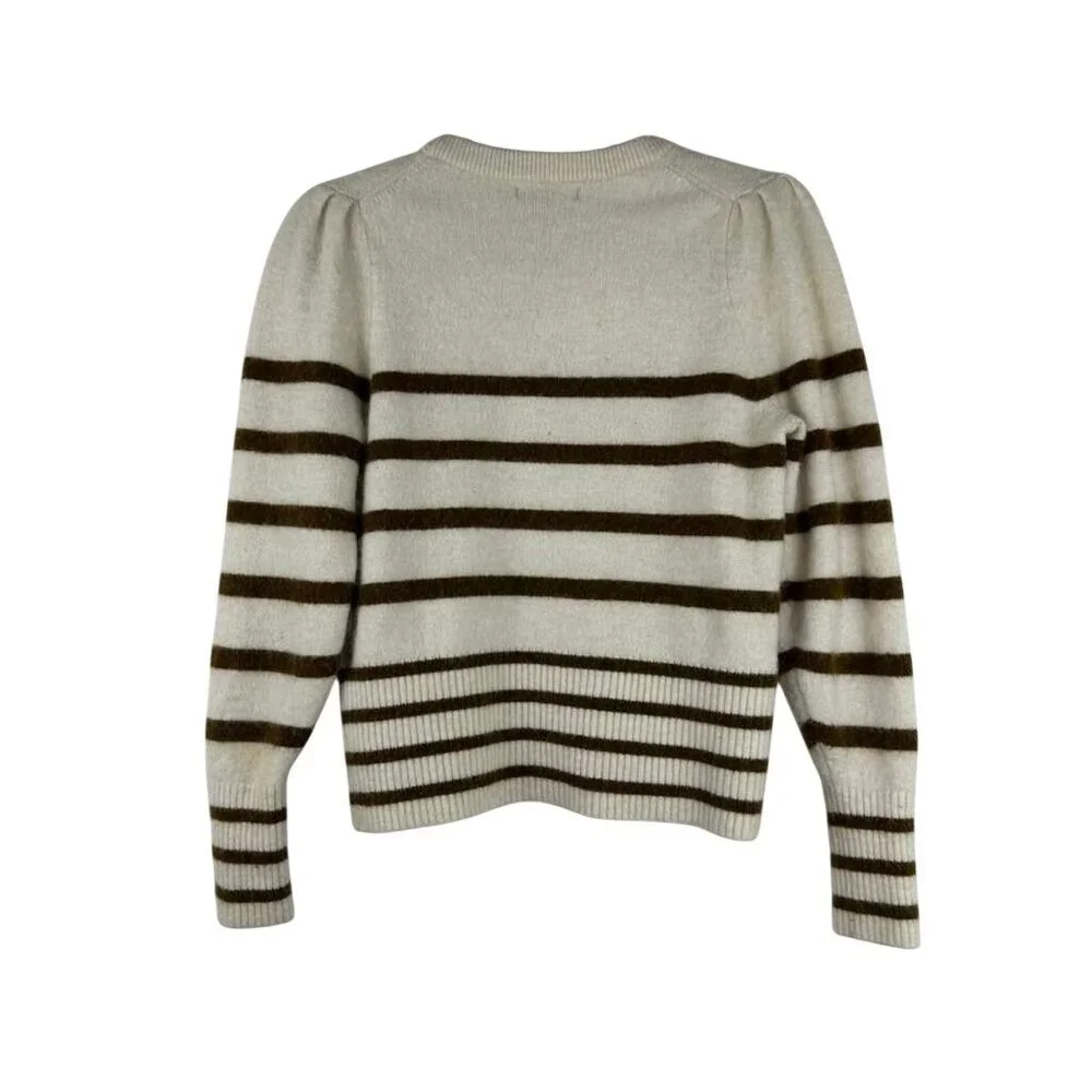 Banana Republic Women's Medium Stripe Puff Sleeve Wool & Alpaca Blend Sweater - Picture 3 of 12